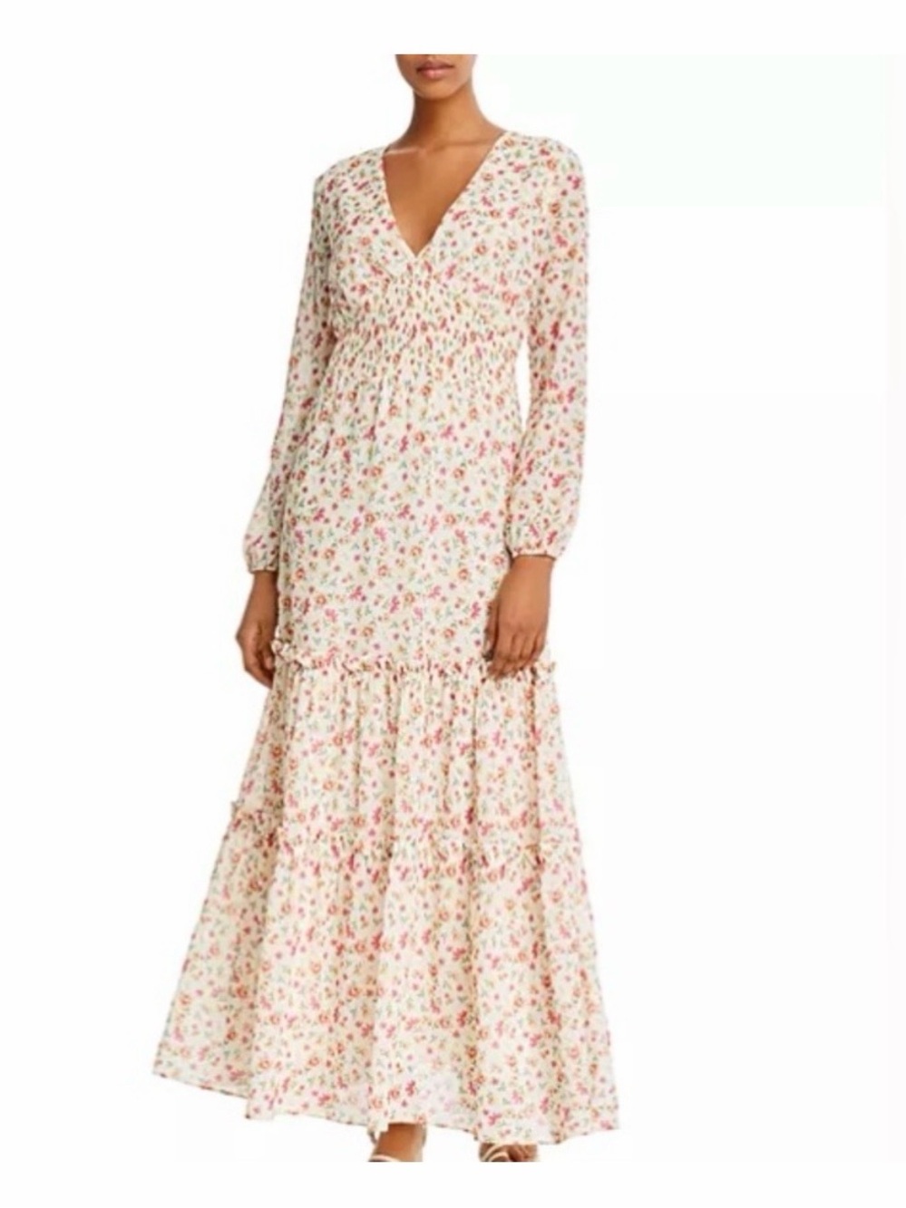 Lost + Wander Pink and Cream Floral Long Sleeve Maxi Dress